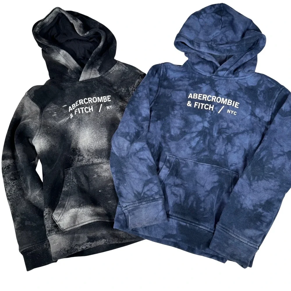 Abercrombie Kids Hoodie Lot 2 Tie Dye Pullover‎ Sweatshirts Black Blue Size 9/10